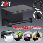 Black Stainless Steel Toilet Paper Holder Bathroom Storage Hooks Washroom