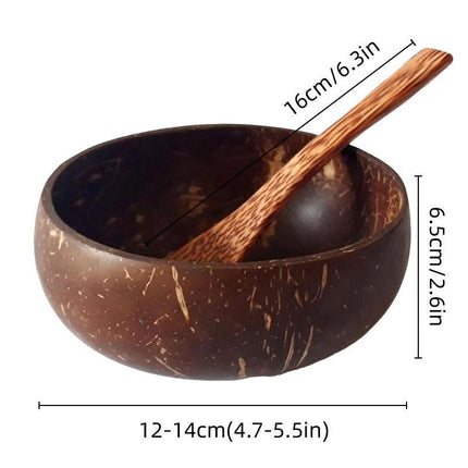 2Sets Natural Coconut Shell Bowls Dessert Fruit Salad Serving Bowls