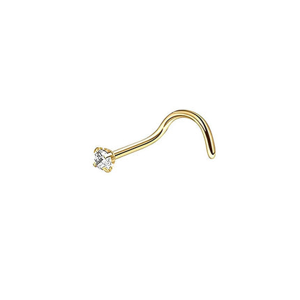 Stainless Steel Nosepiece with Gold Nose Stud Stylish Piercing Jewellery Women