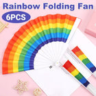 6pcs Rainbow Folding Hand Fans in Six Colors Party Decor Travel Pocket Fans