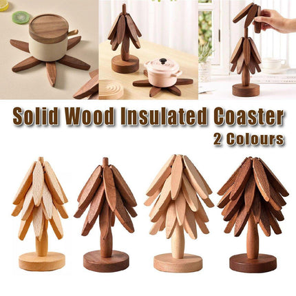 Solid Wooden Trivet for Hot Dish Walnut Christmas Tree Table Heat-Resistant Mat