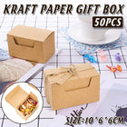 50pcs Retro Rectangular Kraft Paper Wedding Candy Boxes Gift Packaging Box