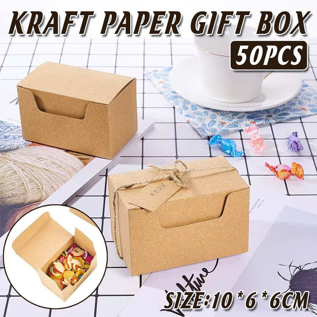 50pcs Retro Rectangular Kraft Paper Wedding Candy Boxes Gift Packaging Box