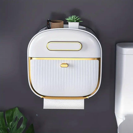Wall Mounted Multifunctional Tissue Box Toilet Paper Storage Box Non-perforated