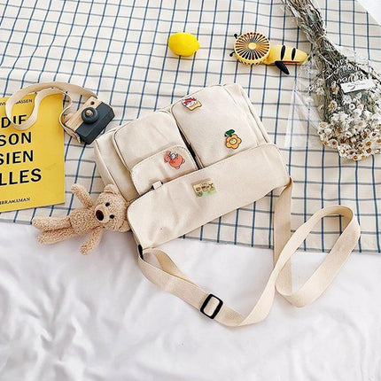 Ladies Small Square Canvas Bag Large Capacity Shoulder Handbag for Everyday Use