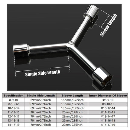 Manual Y Type Three Pronged Socket Wrench Heavy Duty Car Repair Tool Kit
