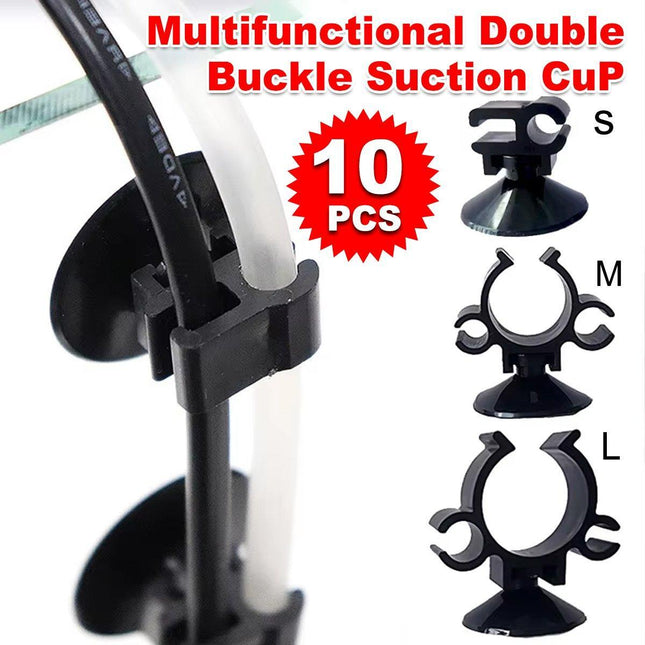 10X Double Clip Suction Cup Holder for Aquarium Tube and Rod Mounting Support