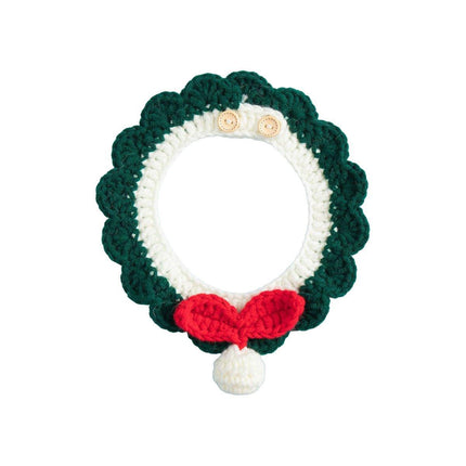 Adjustable Knitted Pet Collar Cute Bib Style for Cats and Small Dogs