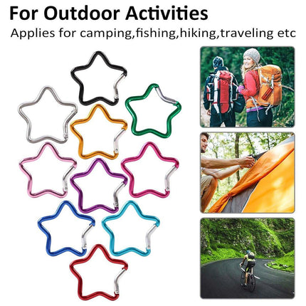 30PCS Colourful Star Carabiner Clips Aluminum Alloy Quick Hook for Bags Keys
