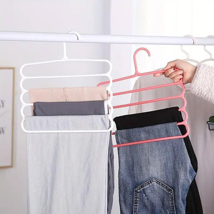 5pcs 5 Tier Trouser Rack Multifunctional Hanging Wardrobe Scarf Tie Hanger Set
