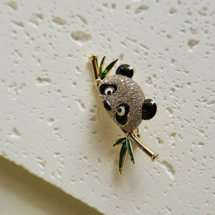 High-End Cute Panda Brooch Bamboo Animal Pin Chinese Style Corsage for Men Women