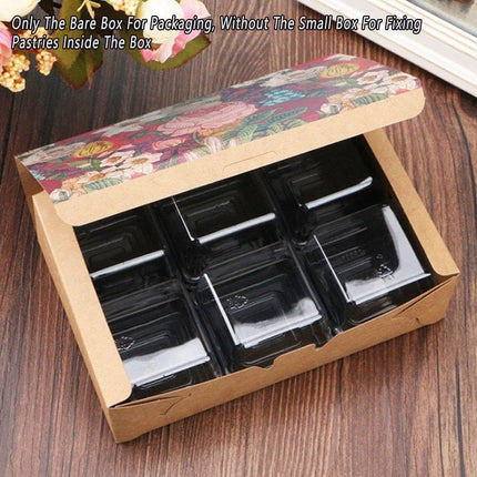 25PCS Kraft Paper Moon Cake Cookie Packaging Box Square Blister Hand Packaging