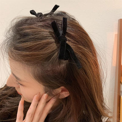 2PCS Bow Children's Hair Clip Flocking Velvet Hair Clip Sweet Hairpin Girls Gift - Aimall