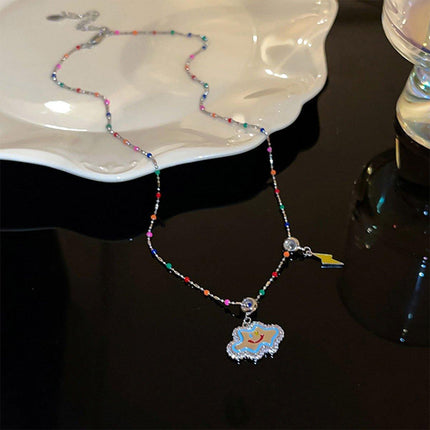 Colourful Smile Cloud Pendant Necklace Fashion Jewellery for Women Girls Gift