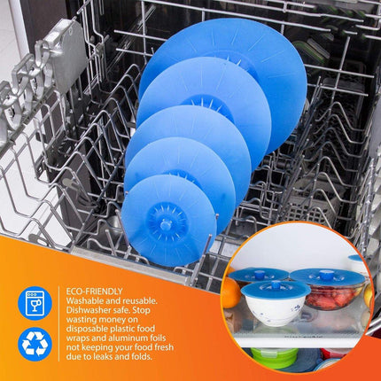 5pcs Silicone Crisper Lids Reusable Food Covers Stretchable Lids Kitchen Storage