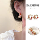 Vintage Coloured Natural Stone Beaded Earrings Boho Jewelry for Women Fashion