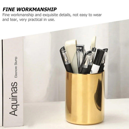 Stainless Steel Round Pen Holder Desk Organizer Stationery Storage for Office