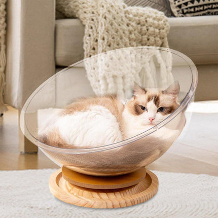 Four Seasons Acrylic Space Capsule Cat Bed Semi-closed Cool Nest Turntable Toy
