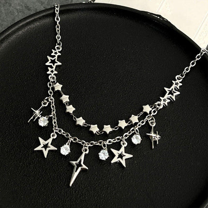 Stylish Star Tassel Geometric Necklace Chain Fashion Jewelry for Women and Girls