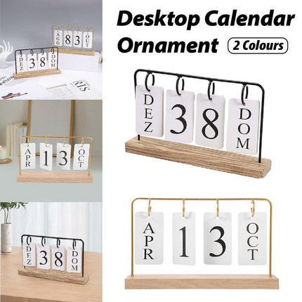 Wooden Desk Calendar Creative Desktop Calendar Ornament Home Office Decor Craft