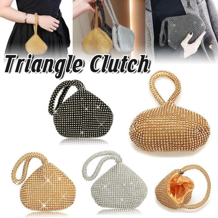 Elegant Triangle Sequin Evening Clutch Bag Glitter Solid Colour Shell Purse