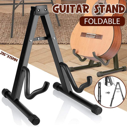 Folding Guitar Stand Floor Rack Electric Acoustic Bass Gig Holder Rack Portable - Aimall