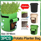 3X 10 Gallon Potato Grow Planter Container Bag Pouch Root Plant Growing Pot Side - Aimall