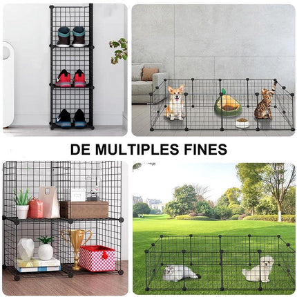 16pcs Large Cat Cage Indoor Cat Villa Double Layer Cat House Anti-jump Cat Fence