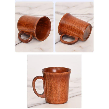 260ml Large Wooden Mug Round Solid Tea Cup Wooden Mugs for Coffee and Tea