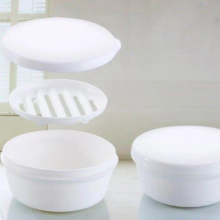 4PCS Round Portable Bathroom Soap Box Lid Travel Soap Holder Draining Soap Dish