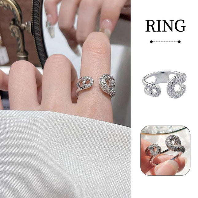 Sweet Adjustable Open Ring Fashion Jewellery Round Double Layer Ring