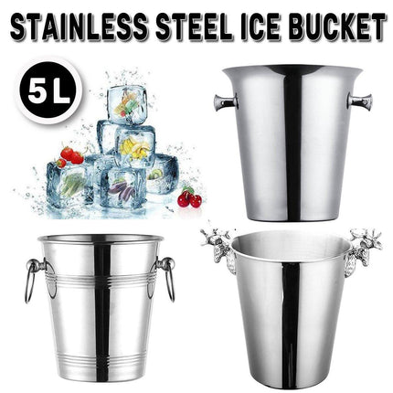 5L Stainless Steel Ice Bucket Champagne Wine Bucket Hotel Bar Ice Container