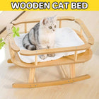 Wooden Cat Bed Simple Rocking Pet Bed Comfortable Elevated Sleeping Furniture