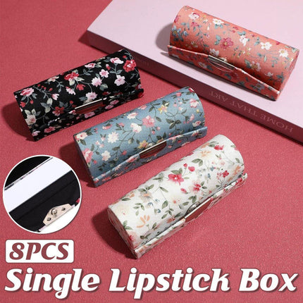8PCS Set Vintage Flower Cloth Lipstick Box Mirror Packaging Portable Gift Case