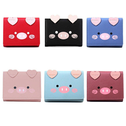 Womens Cute Cartoon Short Wallet Small Three Fold Multi Card Holder Wallet