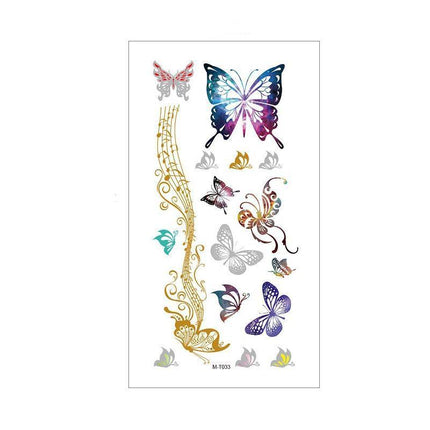 Women Lady Metallic gold silver color boho arm Body Temporary Tattoo Sticker Art - Aimall