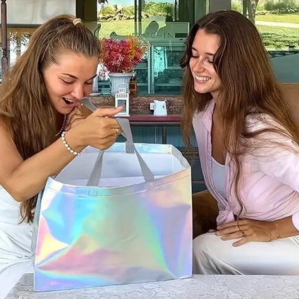25pcs Laser Color Changing Tote Bags Shopping Gift Bags for Parties and Events