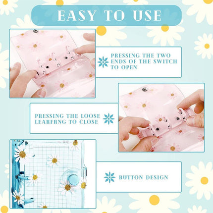 5PCS Portable 3 Hole Loose Leaf PVC Transparent Case Coil Mini Hand Ledger