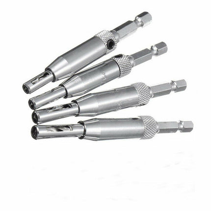 7-Piece Centre Drill Bits Set Self Centering Hinge Hole Drilling 1/4" Hex Shank - Aimall