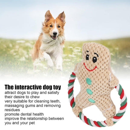 Pet Christmas Plush Toy Dog Chew Santa Penguin Gingerbread Durable Play Gift
