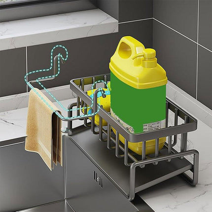 Kitchen Sink Caddy Storage Organizer Steel Sponge Soap Brush Holder Faucet Rack