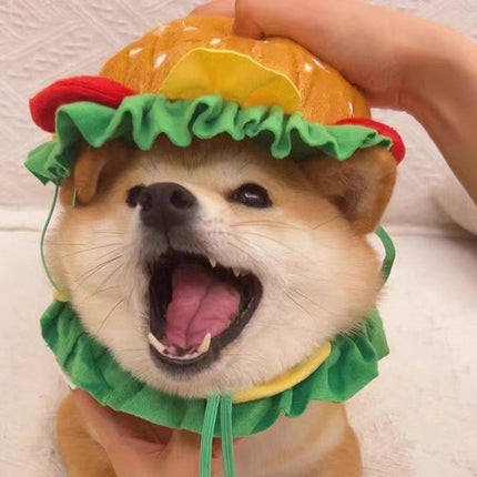 Cute Pet Hamburger Headgear Headdress for Dogs Cats Fun Costume Pet Accessory