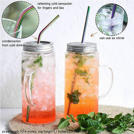 Reusable 304 Stainless Steel Straws Metal Drinking Washable Straw Brushes Set 2 - Aimall