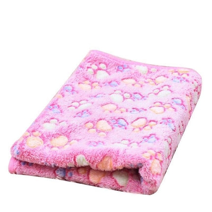 Medium Size Pet Mat Paw Print Cat Dog Puppy Fleece Soft Pet Blanket Bed Cushion - Aimall
