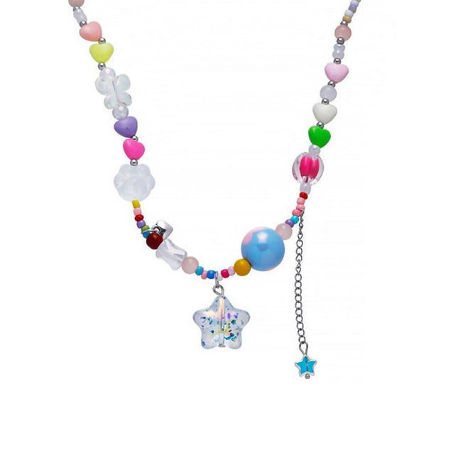 Colourful Hearts Transparent Star Necklace Sweet Fashion Jewellery for Women