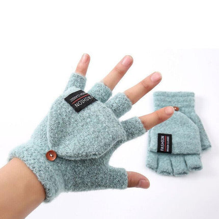 Winter Electric Rechargeable Mitten Heated Gloves Half Finger W/Hat USB Knitted - Aimall