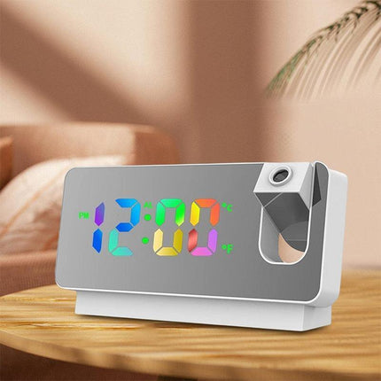 LED Digital Smart Alarm Clock Projection Temperature Time Projector LCD Display - Aimall