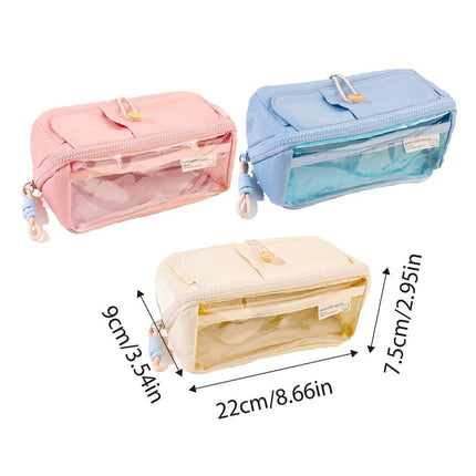 Large Capacity Japanese Style Student Stationery Bag Plain Colour Pen Case