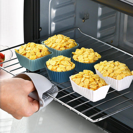 12PCS Silicone Baking Cupcake Muffin Molds Nonstick Square Round Reusable Cake