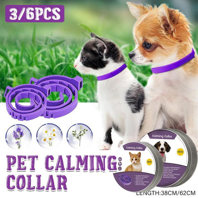 3/6PCS 38cm Pet Calming Collar Adjustable Anti-anxiety for Cats Dogs Stress Reduction - Aimall